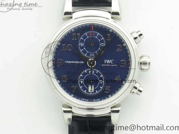 MIROTIME 0116 Breathable Da Vinci IW393402 SS ZF 1:1 Best Edition Blue Dial On Black Leather Strap A 7211